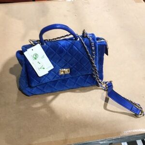 Caleesa blue velvet plush purse